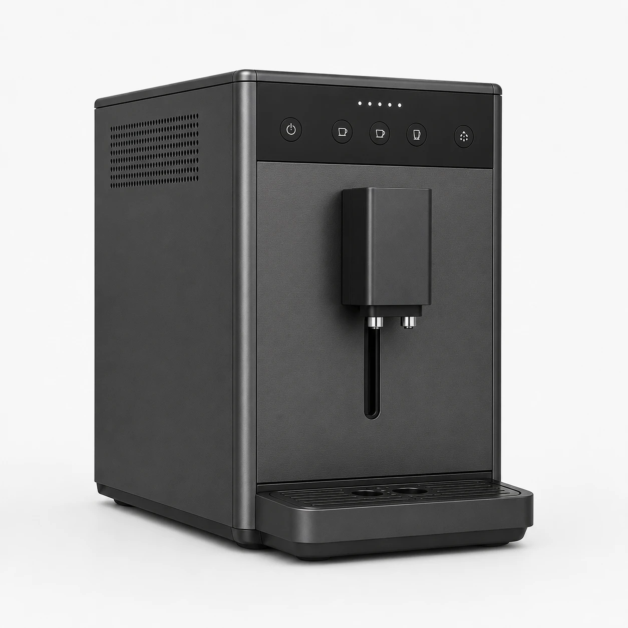 Compact Home bean-to-cup coffee machine in graphite on a light background
