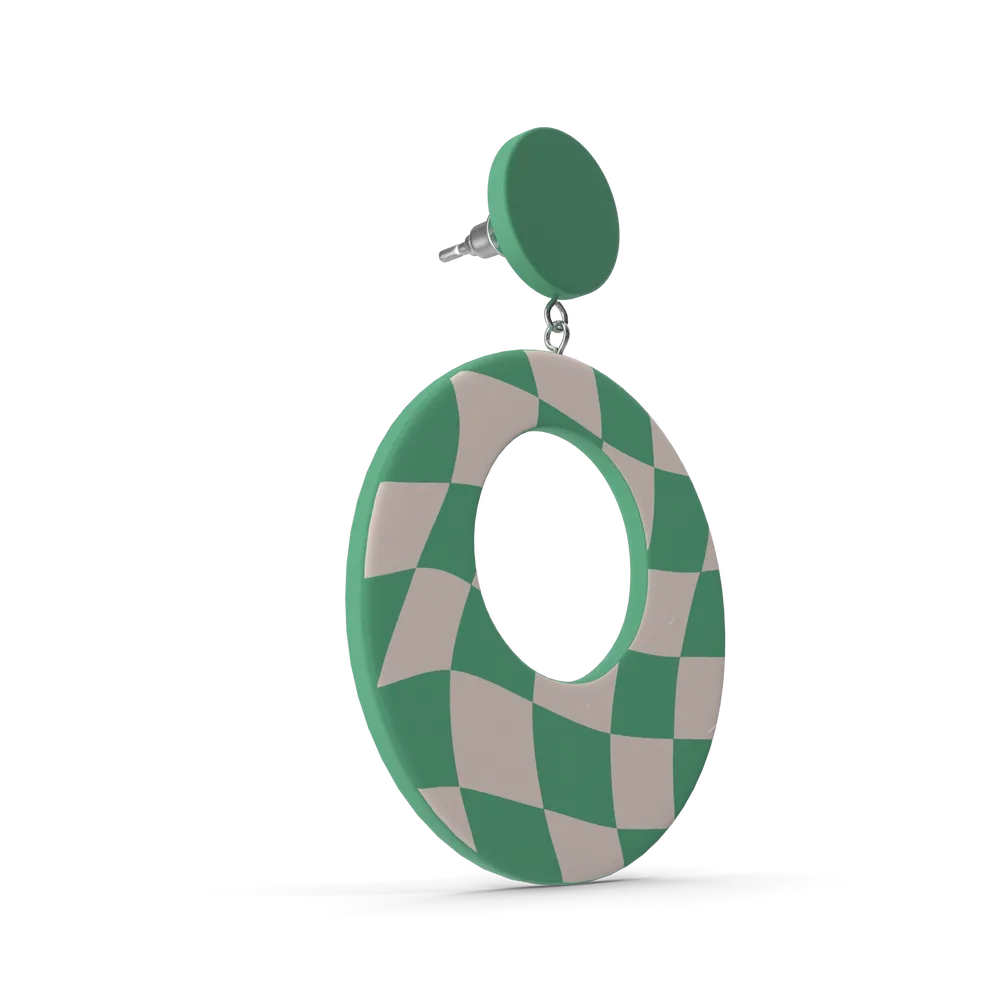 Grüner ovaler Ohrring