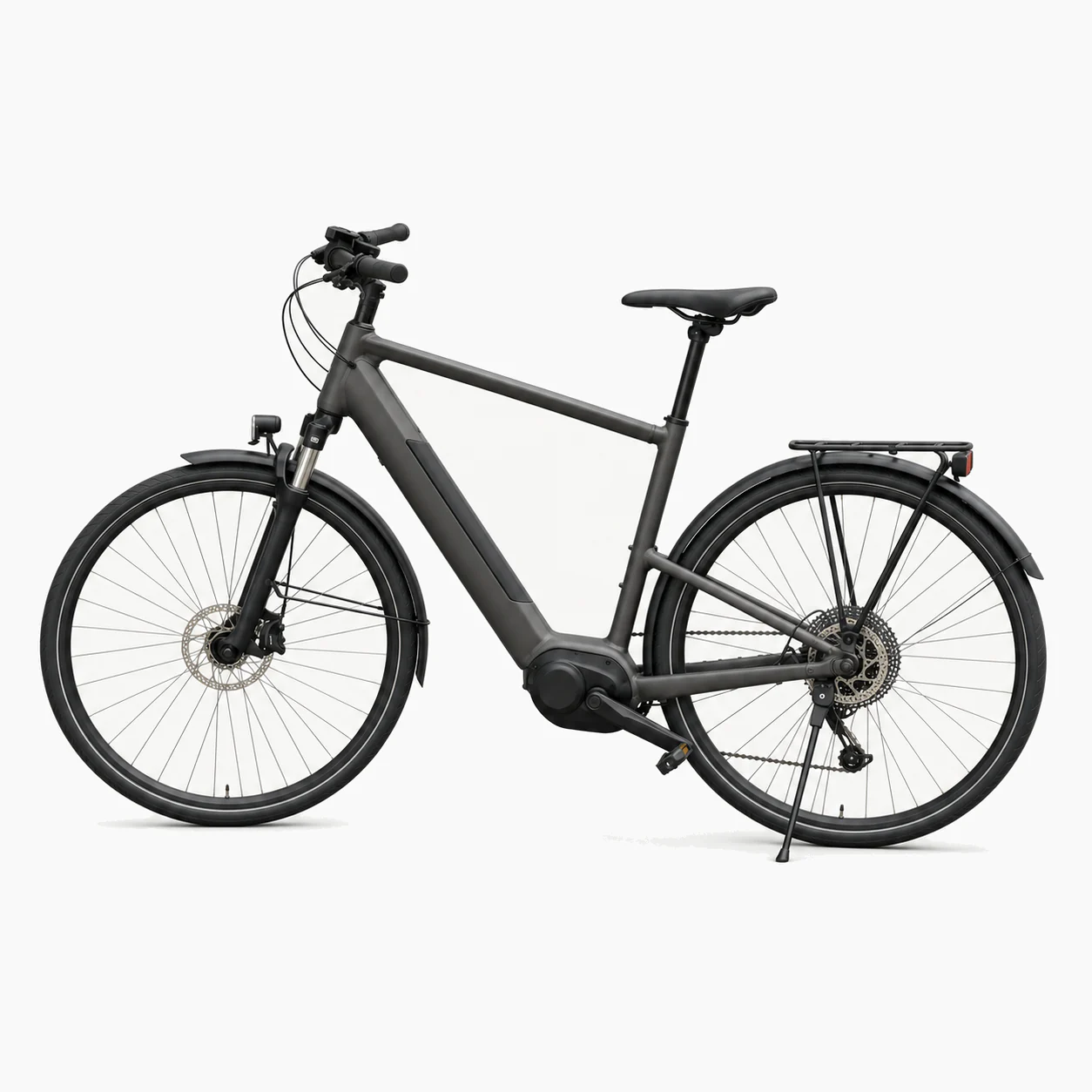 Urban E-Bike in mattem Graphit auf hellem Hintergrund